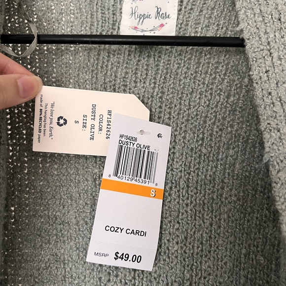 Cozy Green Open-Front Cardigan - Picture 6 of 6